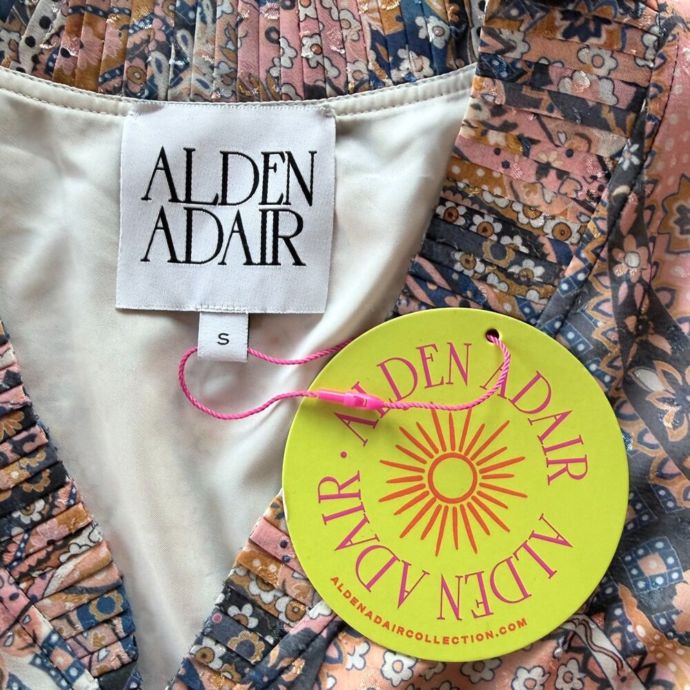 NEW Alden Adair Courtney Chiffon Mini Dress with Rope Belt in Paisley Patch Sz S - Picture 7 of 12